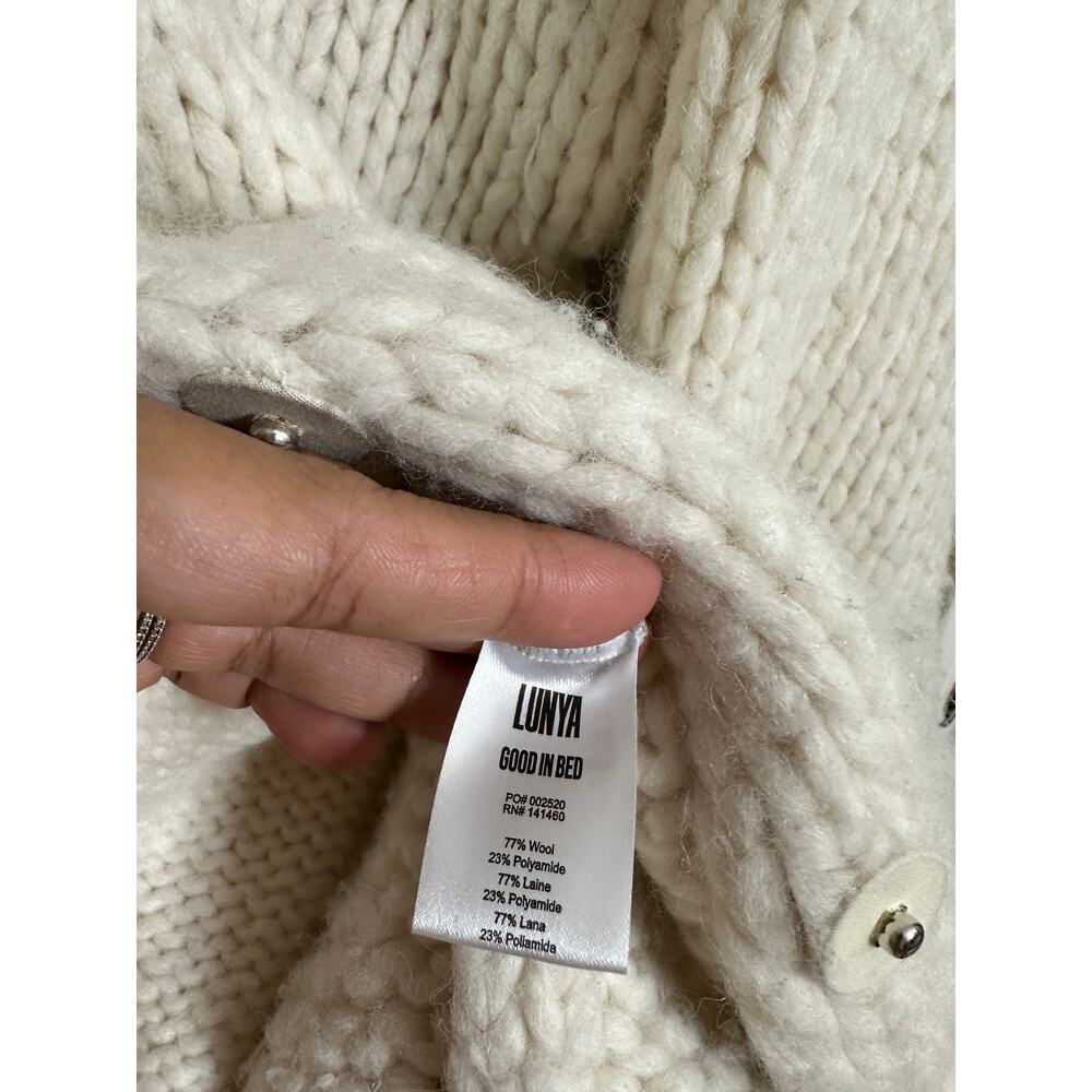 Lunya Lofty Wool Whip Stitch Cardigan Cream Womans L/XL - Picture 14 of 14